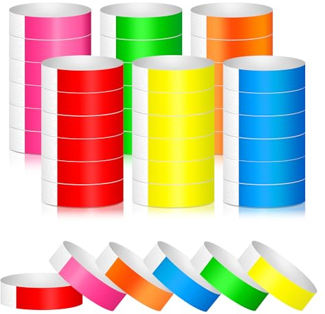 Bracelet d'Identification, 600Pcs Coloré Bracelets événementiels Imperméables Bracelet en Papier pour Événements Festival de Musique Fête Concert Concours (6 Couleurs)