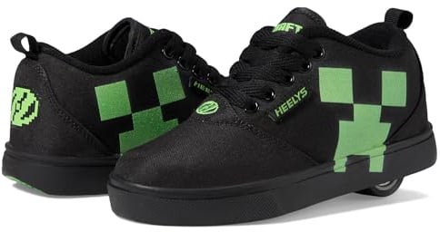 Heelys Pro 20 Minecraft Schuhe mit Rollen (kleine, große Kinder/Erwachsene) Unisex, Schwarz/Grün, 6 Big Kid