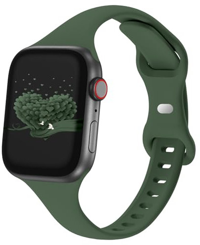 Slim Thin Narrow Band Compatible with Apple Watch 38mm 40mm 41mm 42mm 44mm 45mm 46mm 49mm, Replacement Silicone Sport Strap Wristbands for iWatch Series 9/8/7/6/5/4/3/2/1 Ultra/2 SE Women Men, Clover