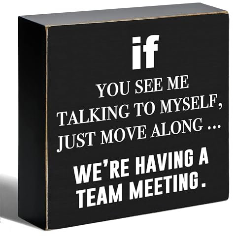 YROVWENQ Funny Black Wooden Box Sign - Cute Office Desk Decorations Sign Gifts for Women Coworker Colleague Friends and Employees - Suitable for Home Office Bar Table Shelf