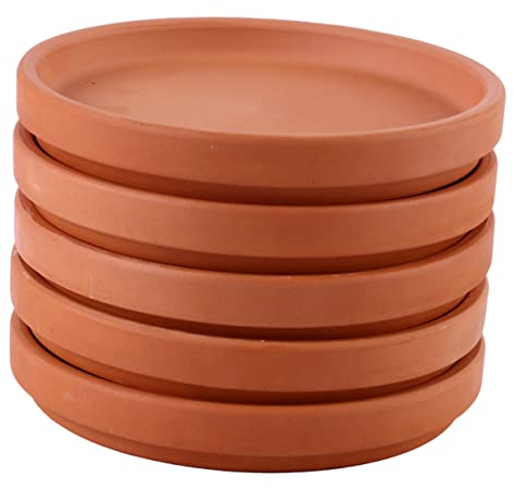 OFFSCH 5pièces Soucoupes Terre Cuite pour Pots De Fleurs De Trays Étanches pour Plantes Intérieur Et Extérieur Dimensions du Sol Et Esthétique Élégante