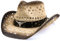 Cowboyhut, Damen Herren Erwachsene Gewebt Stroh Western Cowboy Hut Cowgirl Hat Wild Classic Strohhut für Männer Musikfestival Party Strand Dress Up (DE/NL/SE/PL, Alphanumerisch, M, Kaffee)