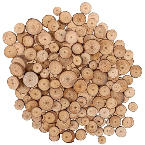 VIDETOL 300 Pièces Petit Rondin de Bois, 1,5-3 cm Dessous de Verre, Rondelles Bois Naturel Brut, Rondin Bois pour Décoration, Décoration de Table, Bricolage Fait Main