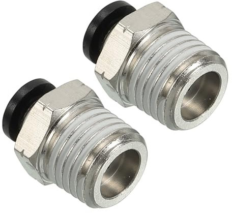 PATIKIL Conectores de Empuje de 4 mm x 1/4NPT Macho, Paquete de 2 Conectores Rectos de Conexión Rápida para Tuberías Neumáticas de Aire