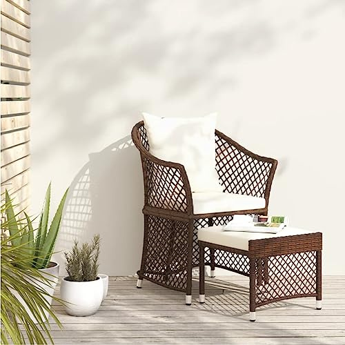 QZZCED Gartenmöbel-Sets Balkonmöbel-Set Garten-Loungemöbel Terrassengarnitur 2-TLG. Garten-Lounge-Set mit Kissen Braun Poly Rattan für Garten, Terrasse und Balkon
