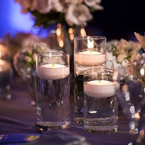 Lot de 24 bougies flottantes à LED sans flamme, 7,6 cm, à piles, pour vase cylindrique, piscine, bain, bain chaud, décoration de centre de mariage