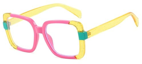 JRLLFD Quadratischer bunter Brillenrahmen für Damen, transparente Herrenbrille, 6, Einheitsgröße
