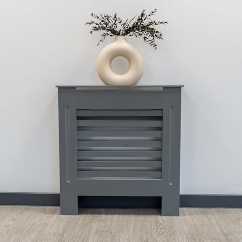 Jack Stonehouse Extra Large Radiator Cover Matt Grey Paint Over Radiator Shelf Clip On With Horizontal Slats Sturdy MDF Wooden Radiator Covers For Bedroom Or Living Room Furniture Slim Radiator Cover