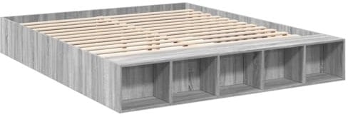 vidaXL Bettgestell, Bett mit Stauraum für Schlafzimmer, Bettrahmen mit Lattenrost, Schlafzimmerbett Doppelbett, Grau Sonoma 180x200cm Holzwerkstoff