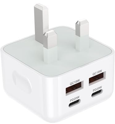 40W USB C Plug for iPhone Apple MFi Certified, Nebwoak 4 Port Fast Wall Charger Plug UK Dual Type C Power Adapter Fast Charging for iPhone15/14/13/12/11/Plus/ProMax/XS/X/SE/Galaxy/Huawei/Google