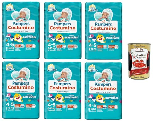 Pannolino Costumino Kostümwindel Freiheit im Wasser 6x 198gr Packung mit 11 Kostümen + Italian Gourmet polpa 400g
