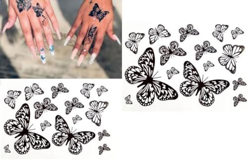 Lot de 2 feuilles de tatouage temporaire motif papillon CP3
