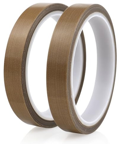 BOMEI PACK Cinta de PTFE de Alta Temperatura 15mm x 10m (33ft) Para Selladoras Al Vacío y Por Impulso - Adhesiva de Fibra de Vidrio Recubierta, Aislante