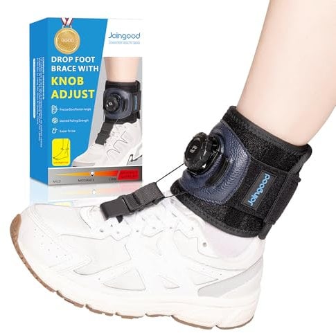 joingood AFO Foot Drop Brace for Walking with Shoes, Drop Foot Brace with Reel-Adjust Dorsiflexion Assist, Adjustable Foot Brace for Drop Foot Support, Fits Left or Right Foot for Women Men(S/M)