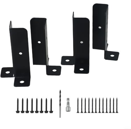 Supports de base réglables pour poteau de terrasse - Supports de base pour pergola en bois avec vis, boulons, convertisseur hexagonal et foret