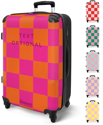 NoBoringSuitcases.com® Reisekoffer 67cm 72L Personalisiert - Großer Hartschalenkoffer mit Rollen, Leichtgewicht Trolley, Koffer Groß für 20kg Gepäck Block Style in 6 Farben, Koffer für Flugzeug