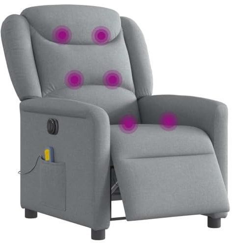 vidaXL Massagesessel Elektrisch Hellgrau Stoff