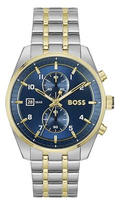 BOSS Chronograph Quarz Uhr für Herren Kollektion SKYTRAVELLER mit Zweifarbiges Edelstahlarmband - 1514247