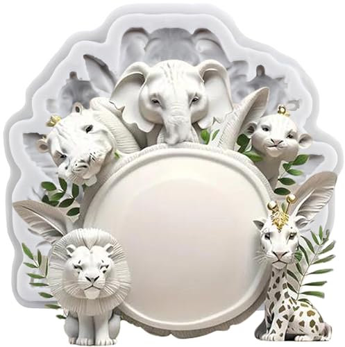 MINFEIDMS Moules à fondant animaux de la ferme Lion Tigre Girafe Singe Éléphant Moule à Chocolat pour Décoration de Gâteau Cupcake Topper Bonbons Sucre Pâte à Fleurs Argile polymère