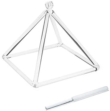 HYE-EUN Clear Quartz Crystal Singing Pyramid 8 inch With Crystal Singing Bowl Striker for Healing Meditation 