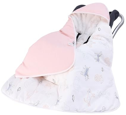 Einschlagdecke Babydecke für Babyschale Kinderwagen Kuscheldecke 90 x 90 cm Waffelstoff Universal Baby Decke für Buggy Autositz