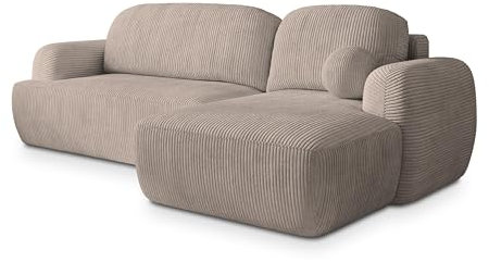 Masseno Ecksofa MODENZA P R-S mit Schlaffunktion L-Form, Sofa mit Bettkasten, Wohnzimmersofa, Couch, Soffa, Bettsofa, Couchgarnitur- Beige, POSO 02