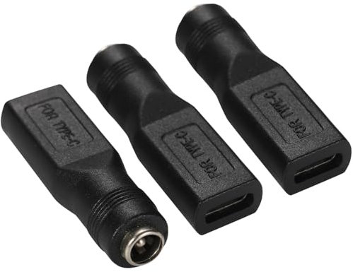 Greluma 3 Pz Convertitore da DC 5,5 mm x 2,1 mm femmina a USB C femmina, adattatore da presa DC 5521 a presa di tipo C