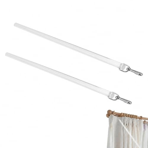 OUNONA Baguette De Traction De Rideau Transparente 34.00Cm 2 Pièces Tringle À Rideaux Polyvalente sans Percage pour Stores Voilages Et Rideaux Lourds