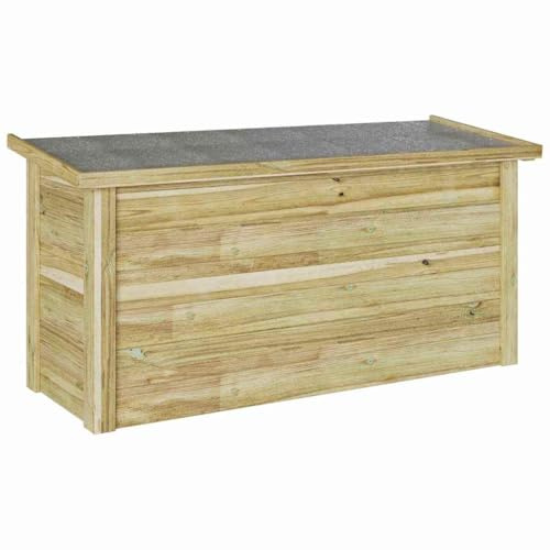 vidaXL Aufbewahrungsbox mit Speicher Natur 119 x 44,5 x 58 cm, Garten- und Terrassenlager, großer Behälter, schicke Kisten aus Kiefer, rechteckiger Ordnungshelfer, Aufbewahrung ohne Chaos