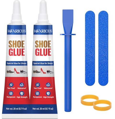 40ML Professional Shoe Glue - Strong Waterproof Shoe Repair Glue for Leather, Rubber, Vinyl & Boots | Transparent Flexible Bond | Sole & Heel Fix Kit with Metal Nozzle (20ml x 2 Pcs)​