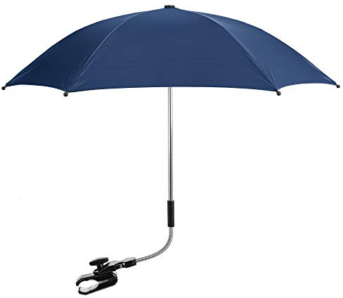 Baby Parasol Compatible with Mama's&Papas, Universal Pram Parasol with 50+ UV Protection, Baby and Infant Sun Umbrella for Buggy, with Adjustable Fixing Clamp, Clip on Stroller Umbrella (Blue)