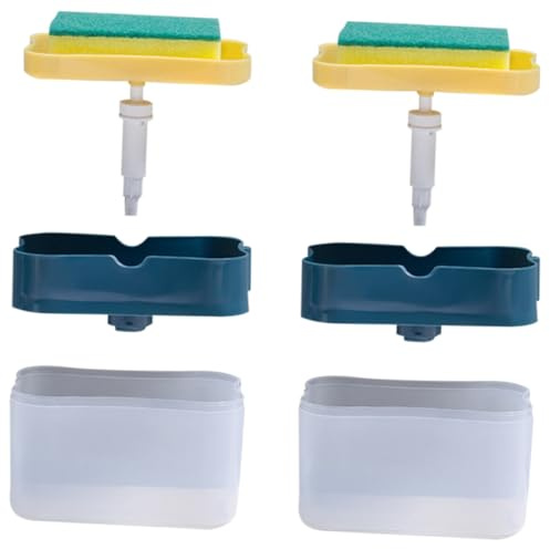 Toyvian 2 set Dispenser Sapone Liquido Automatico da Cucina Dosatore Trasparente con Ricarica Automatica con Spugna per Piatti Erogatore Pressione per Detergente Bucato e Colore Casuale