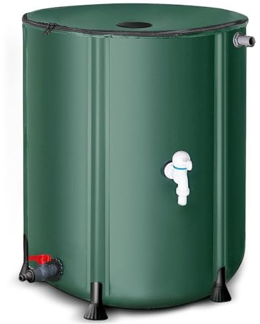 Garden Rain Barrels 50L to 1000L Collapsible, Portable Rainwater Collection System with Tap and Zipper Lid, Water Storage Tanks for Garden Irrigation, Outdoor and Emergency Use(500L)