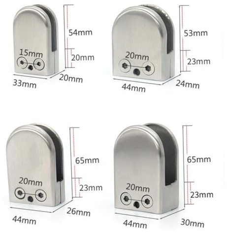 DONFAMDS Pince à Verre Acier Inoxydable Clip de Fixation pour Balustrade Garde-corps Écran avec Support Tige Montage Facile et Stable