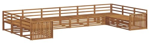 vidaXL Sofagarnituren 10 pcs Natur Massivholz Akazie, Moderner Garten-Sofa, robuster Outdoor-Sitz, Terrassen-Lounge-Set für gemütliches Sitzen und schickes Leben