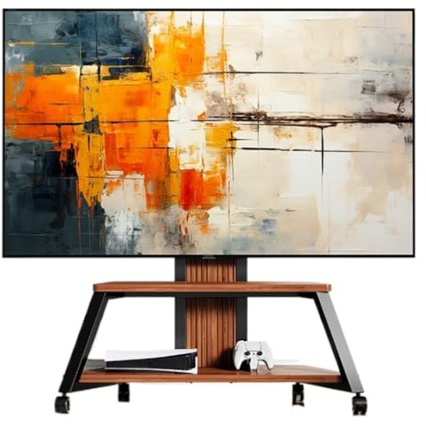 TV Mount Height Adjustment Rolling TV Stand For 50-86 Inch TVs, With Wheels, Tall Mobile Universal With Shelf Home Theater