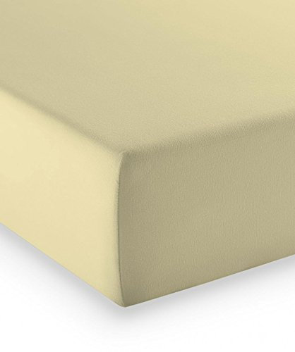 fleuresse Premium Jersey-Elasthan Spannbettlaken - alle Größen und viele Farben - Comfort 100x200 cm Beige