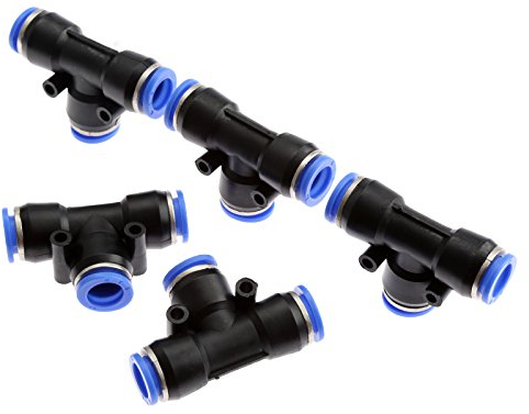 5pcs Giunzione a T Tubo di raccordi rapidi pneumatici a 3 vie Connettore Push-in Tubo di irrigazione Raccordo tubo connettore rubinetto-12mm