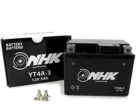 Wartungsfreie Gel Batterie 5Ah kompatibel mit Keeway Swan 50 2009-, RY6 50-2008, RY6 50 2009-, F-Act 50 Racing SP 2009-, Kreidler Flory 50 4-Takt (YT4A-3)