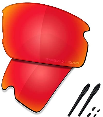 Soucoupe Premium Lentilles de rechange et kits caoutchouc pour lunettes de soleil Oakley Flak 2.0 OO9295, (High Defense - Fire Red Polarized), Taille unique