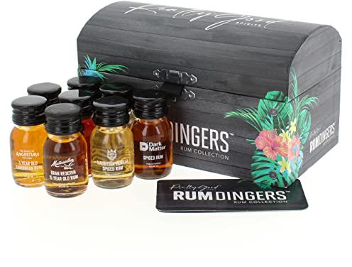 Rum Tasting Set with Rum Miniatures. Rum Tasting Kit (8 x 3cl) premium rums to taste. Great gift box rum chest. For lovers of Rum.