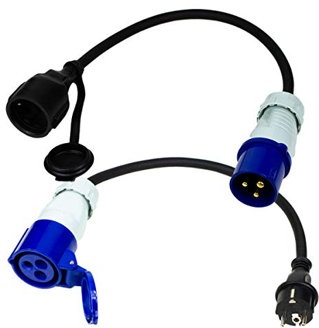 2X Camping Adapter Set CEE Schuko Kupplung Kabel Chilitec Zuleitung H07RN-F 3G2,5, sehr flexibel. Kabel IP44 16A 230V 22851/22852