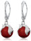 Panda-Jewellery Sterling Silber 925 Ohrringe für Damen Hänger mit Perlen Fledermaus Silberschmuck für Sie Tropfen Hänger für Mädchen Geschenk für Mutter in einer Schmuckschatulle Ohrhänger Rote Korall