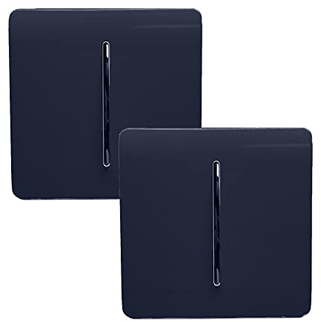 Trendi 1 Gang 2 Way Artistic Modern Glossy 10 Amp Rocker Tactile Light Switch Navy (2 Pack)