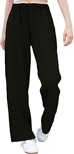 Lazutom Pantalon de yoga confortable pour femme avec taille élastique - Noir - 42