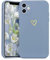 Wirvyuer for iPhone 11 Phone Case with Cute Heart Pattern Soft Shockproof Protective Silicone Case for Women Girls, Blue Grey
