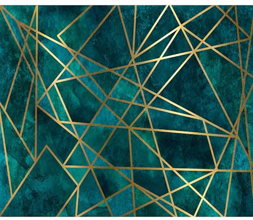 decomonkey Fototapete Geometrisch Modern 350x256 cm Tapete Fototapeten Vlies Tapeten Vliestapete Wandtapete moderne Wand Wandbild Schlafzimmer Wohnzimmer Abstrakt Textur Wanddeko Türkis