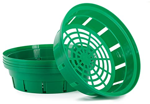 TYMAR Pflanzkörbe für Blumenzwiebeln, 5 Stück im Set, Pflanzenschale zum Einpflanzen von Blumenzwiebeln, stapelbarer Pflanzenkorb aus Kunststoff ((5 Stück) Hellgrün ø 20 cm)