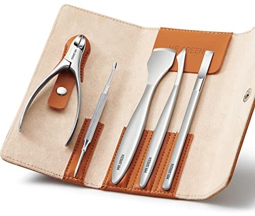 MR.GREEN Pedicure Knife Set Professional Ingrown Toenail Clippers Foot Care Tools Stainless Steel Nail Cuticle Nippers Remover Kits (5Pcs Set)