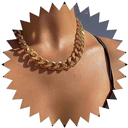 Dervivea Punk Chunky Chain Halskette Gold Cuban Link Chain Halsketten Hip Hop Umsatz Halskette Gothic Dicke Kette Statement Halskette für Frauen und Mädchen